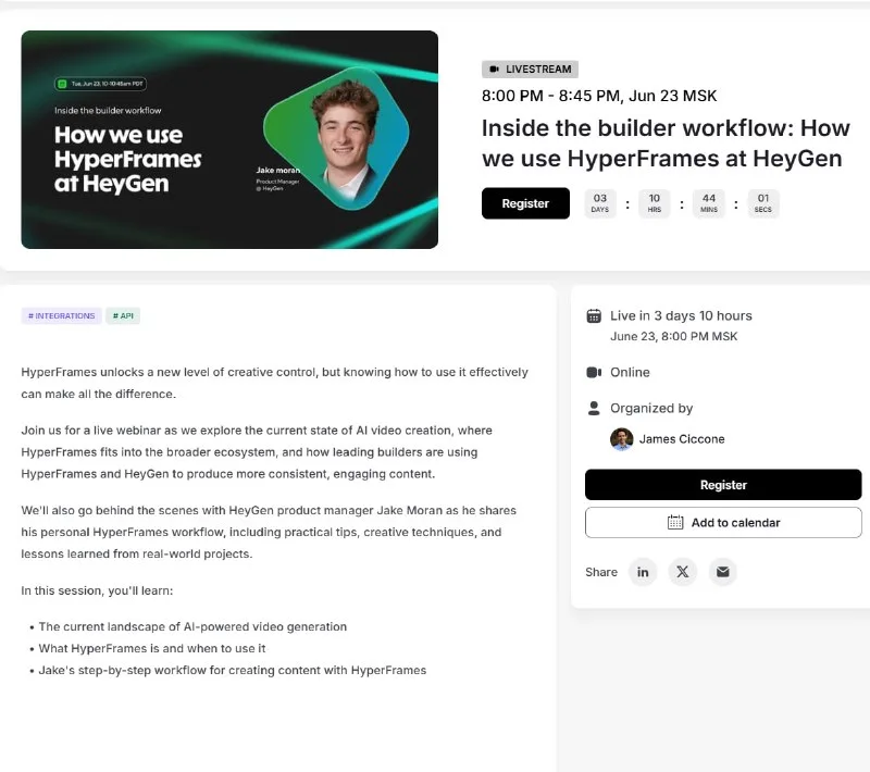 Claude integrates HeyGen HyperFrames for text-to-video and HTML rendering