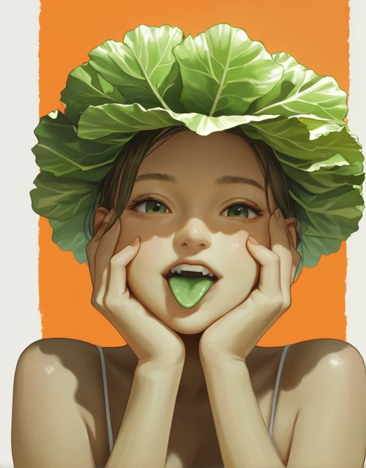 1girl-solo-cabbage-head-hands-own-b3619b on WAI-illustrious-SDXL