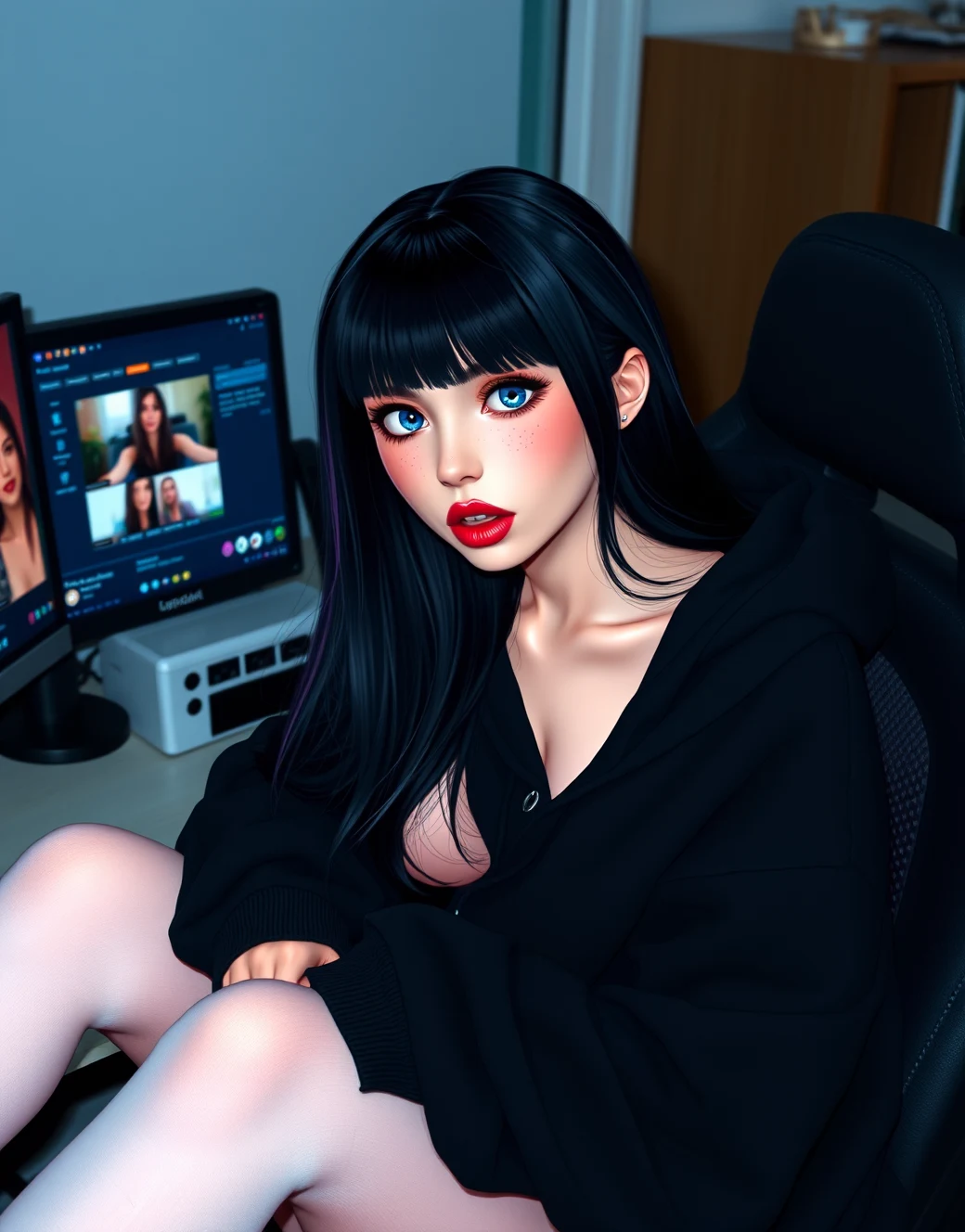 1girl-tgirl-light-makeup-long-black-a5a152 on FLUX.1 [schnell]