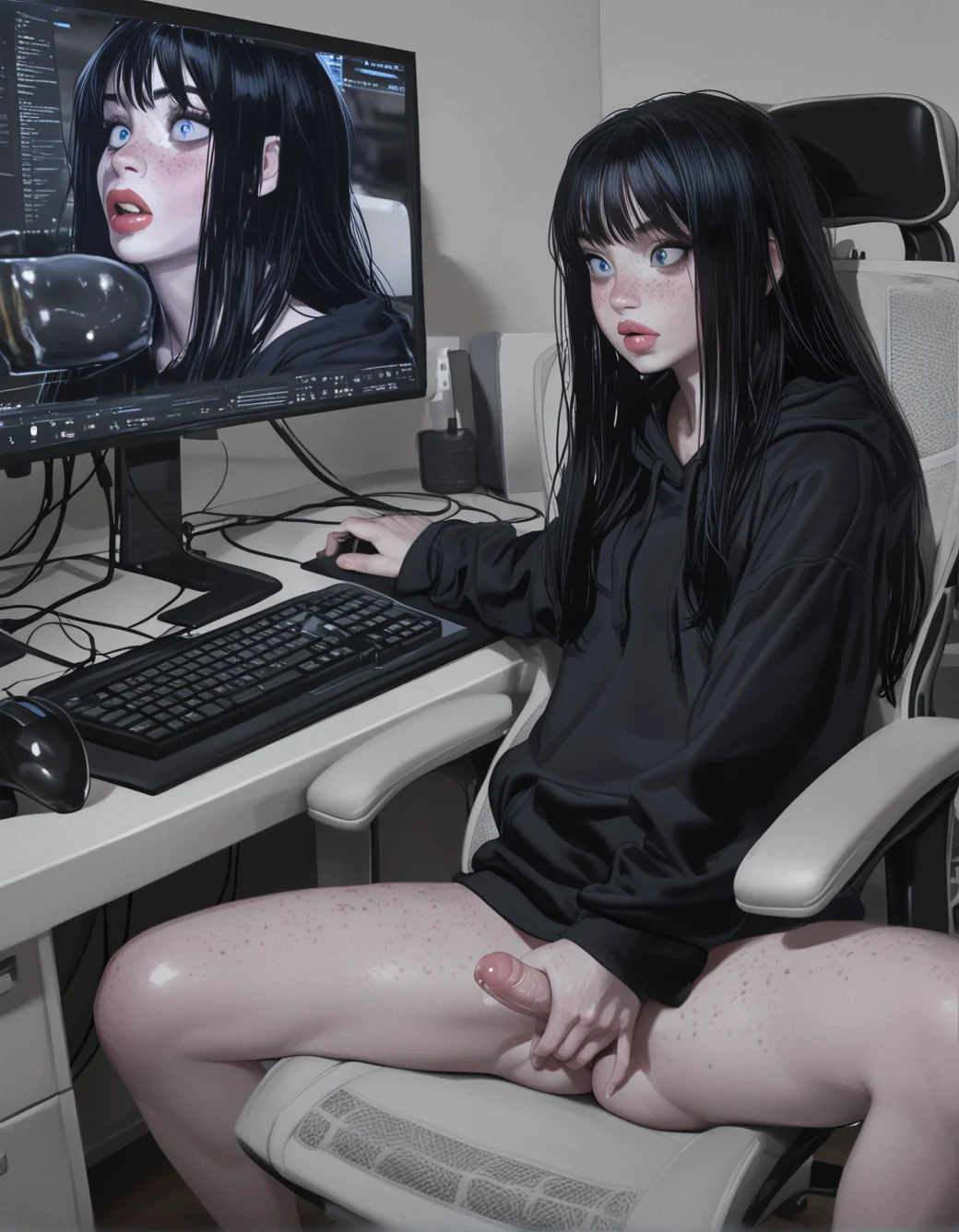 1girl-tgirl-light-makeup-long-black-a5a152 on Indigo Furry Mix XL