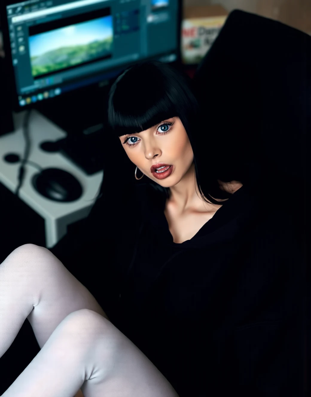 1girl-tgirl-light-makeup-long-black-a5a152 on PixelWave