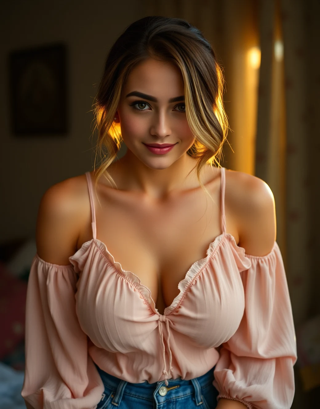 beautiful-face-downblouse-huge-natural-hanging-e55f2d on FLUX.1 [schnell]