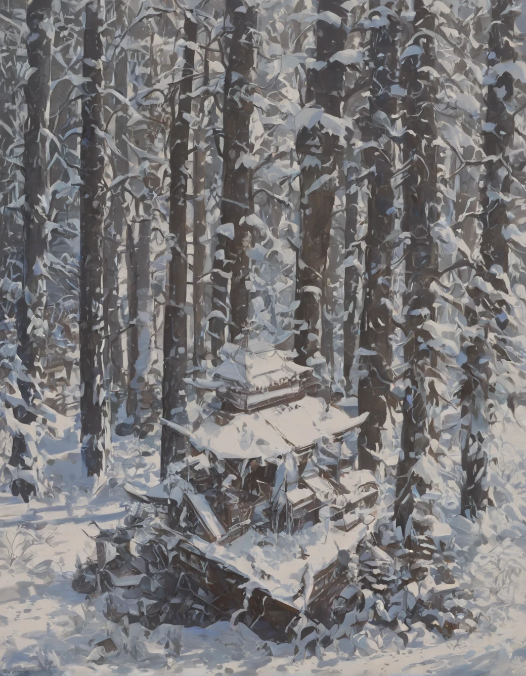 east-asian-architecture-classical-oil-painting-2ca016 on Indigo Furry Mix XL