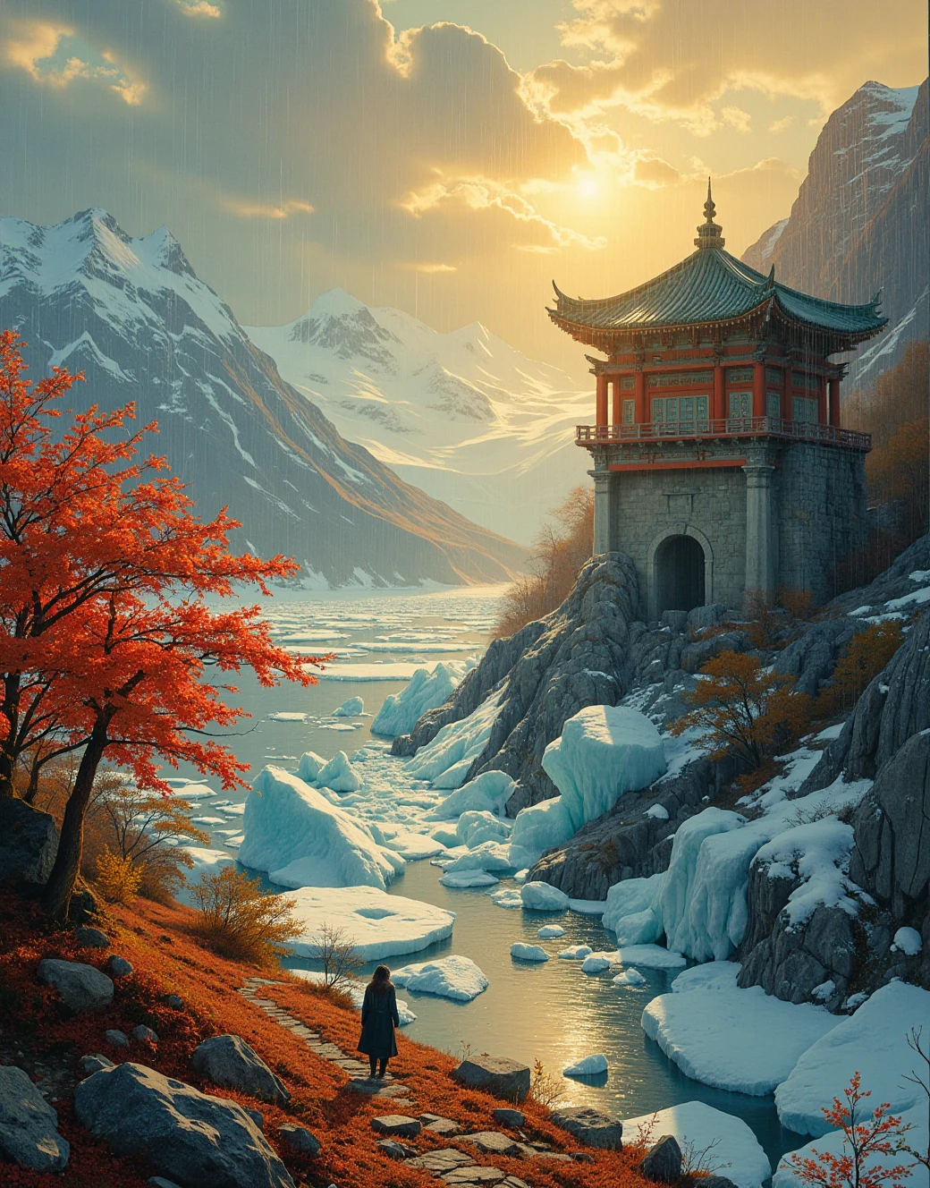 east-asian-architecture-classical-oil-painting-8776d7 on Jib Mix Flux