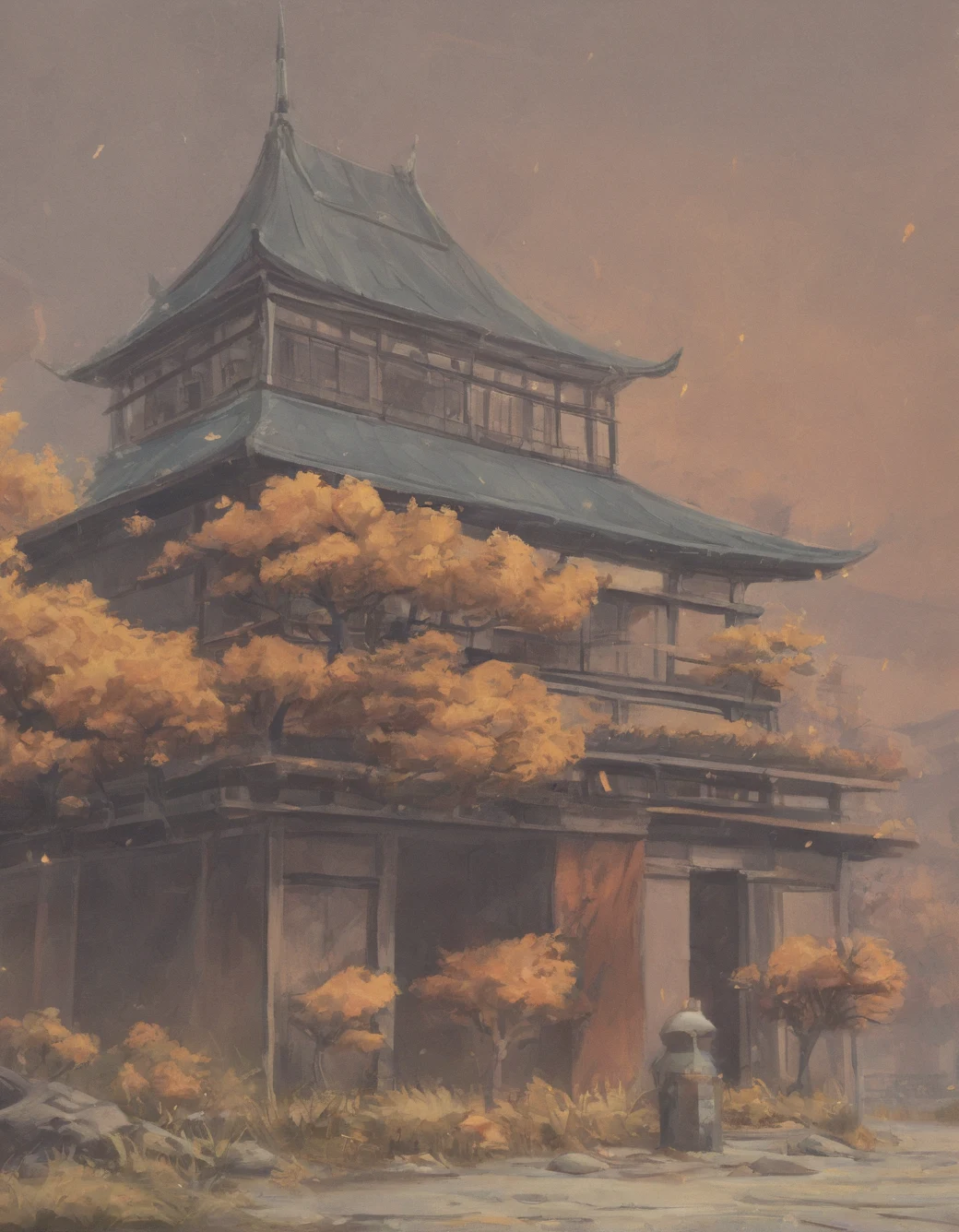 east-asian-architecture-classical-oil-painting-8776d7 on Prefect Pony XL