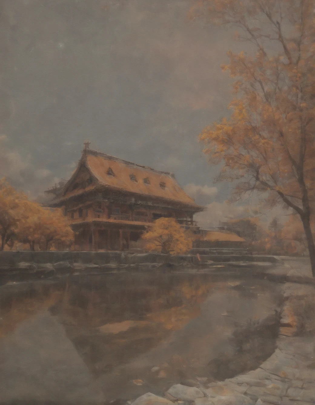 east-asian-architecture-classical-oil-painting-8776d7 on Realism By Stable Yogi (Pony)