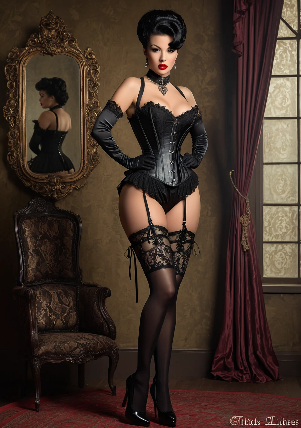 full-length-portrait-pinup-dark-bouffant-99cddd on Art Universe