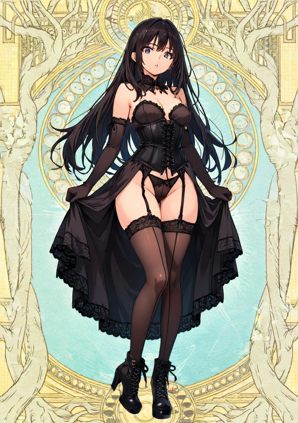 full-length-portrait-pinup-dark-bouffant-99cddd on Cat Tower (NoobAI XL checkpoint)