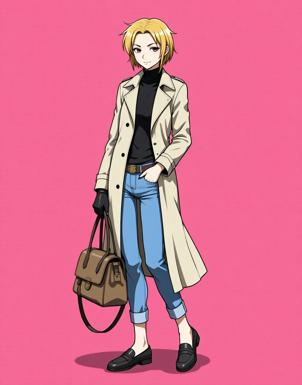lazypos-1girl-blue-jeans-trench-coat-ddedda on FenrisXL + Flux