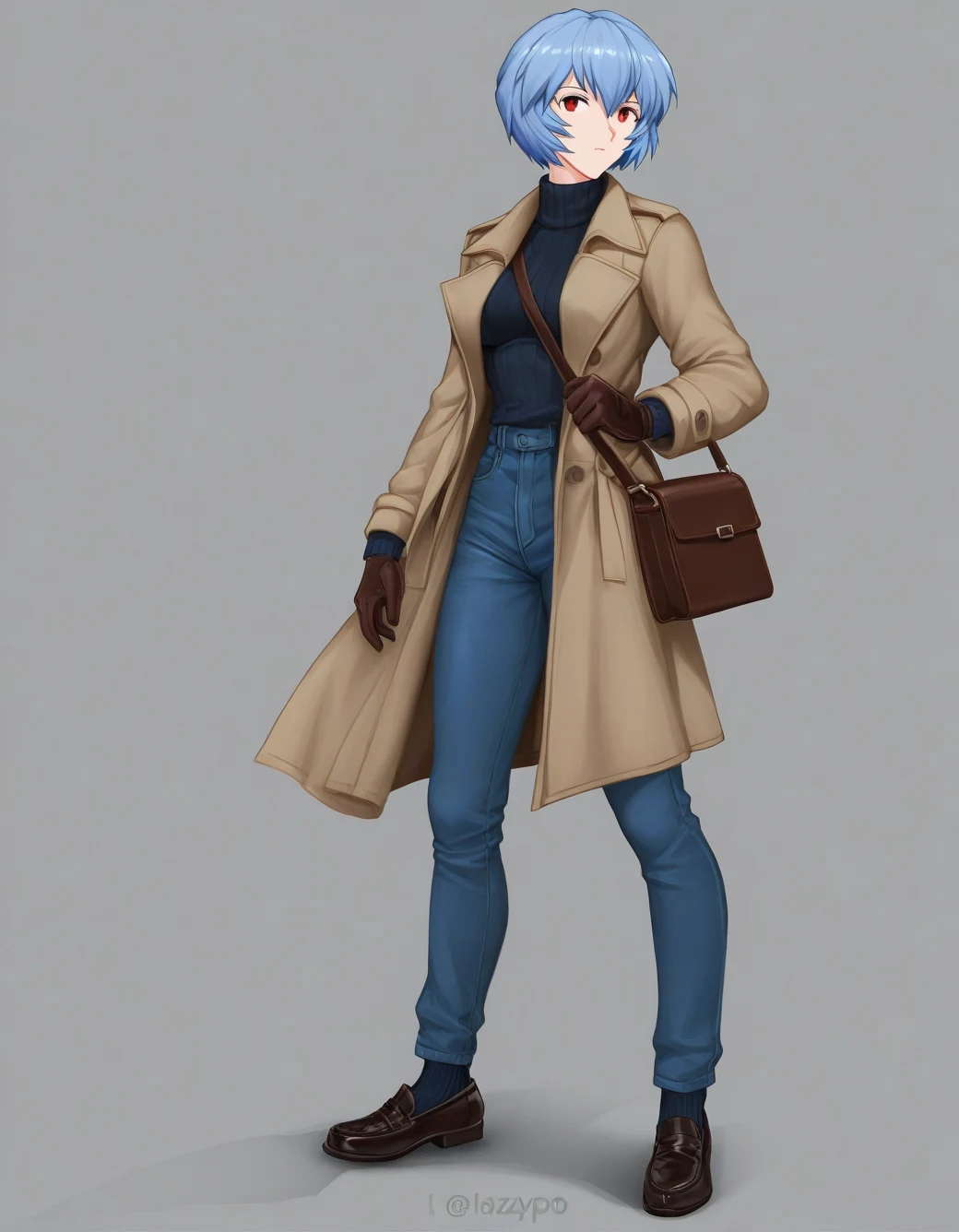 lazypos-1girl-blue-jeans-trench-coat-ddedda on Indigo Furry Mix XL