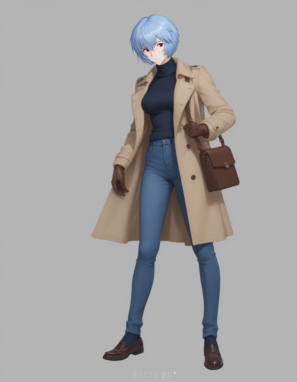 lazypos-1girl-blue-jeans-trench-coat-ddedda on Indigo Void Furry Fused XL / Furry NoobAI