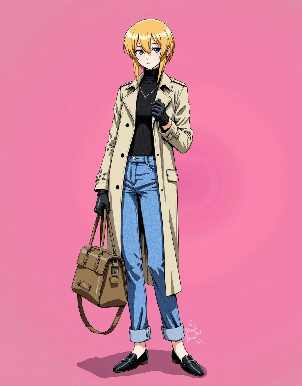 lazypos-1girl-blue-jeans-trench-coat-ddedda on Jib Mix Flux