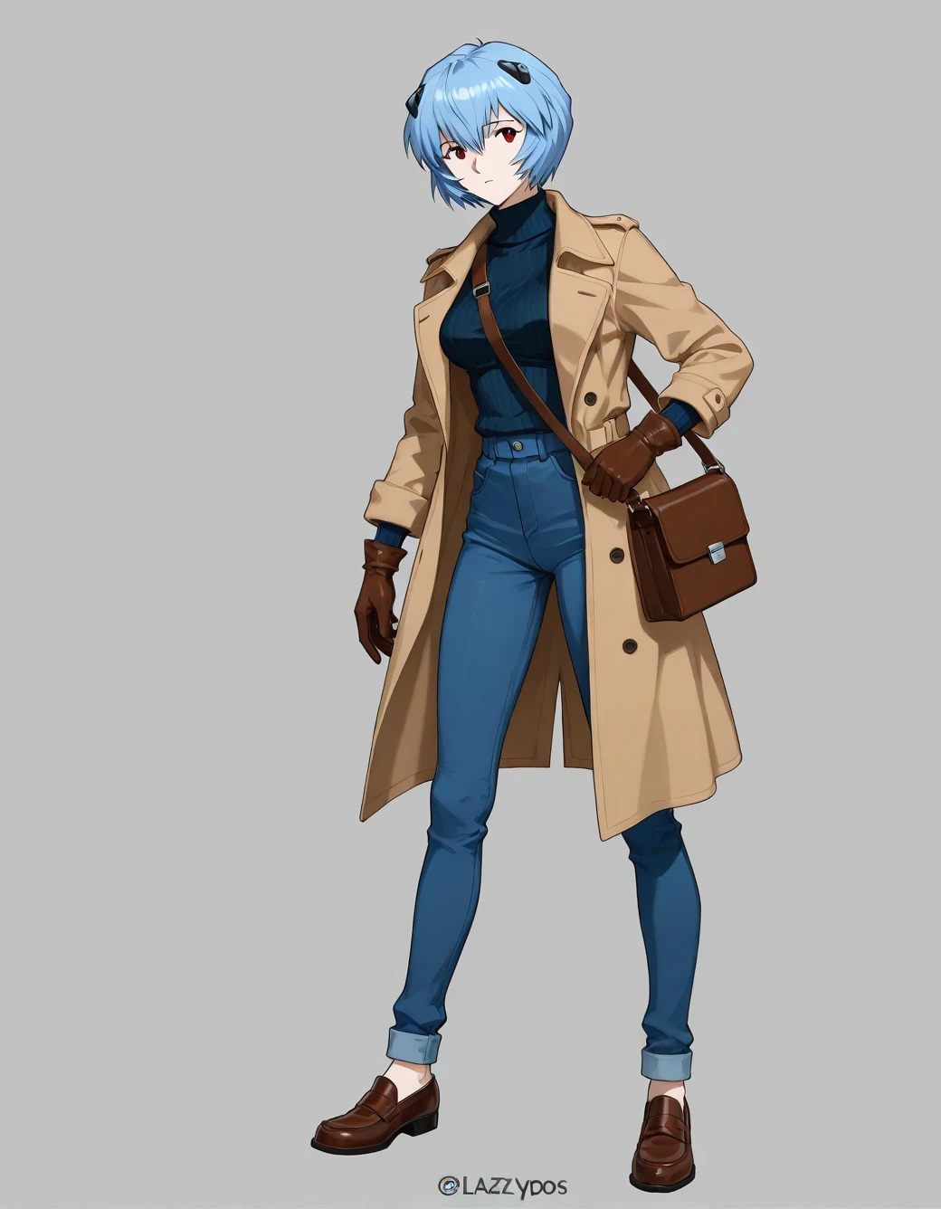 lazypos-1girl-blue-jeans-trench-coat-ddedda on Nova Anime XL