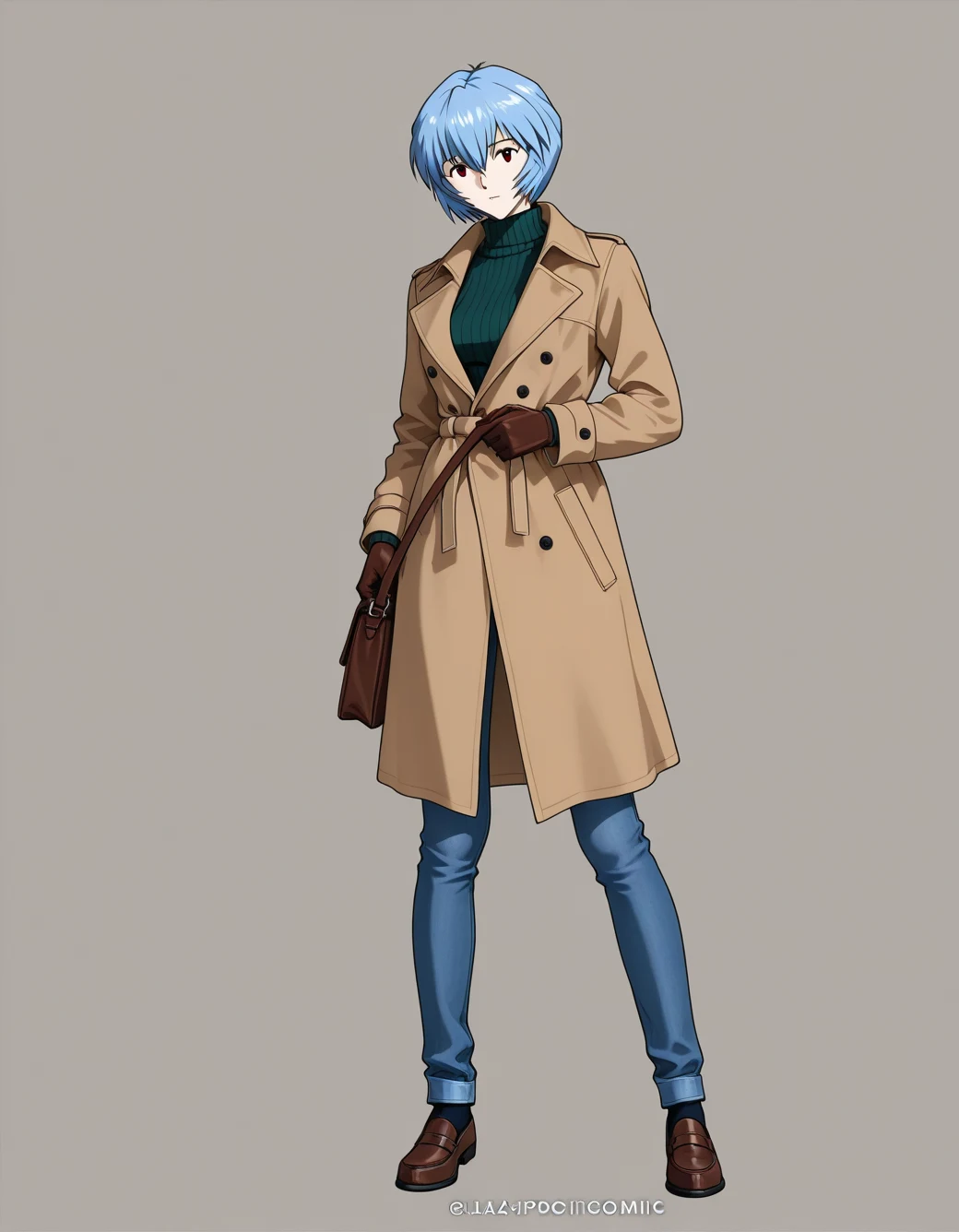 lazypos-1girl-blue-jeans-trench-coat-ddedda on One obsession