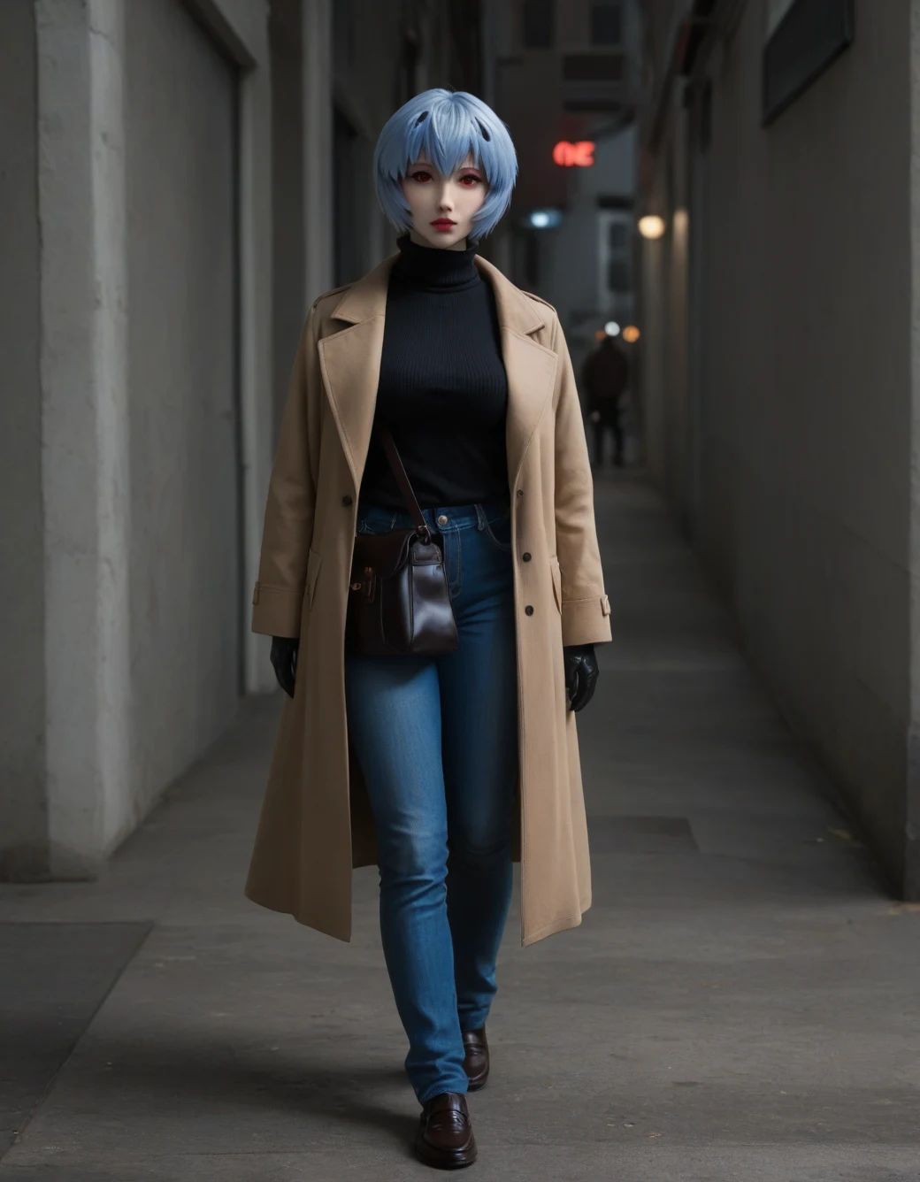 lazypos-1girl-blue-jeans-trench-coat-ddedda on Pony Realism 🔮