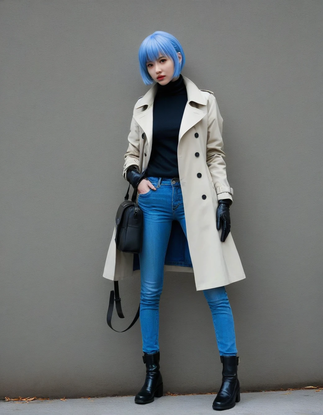 lazypos-1girl-blue-jeans-trench-coat-ddedda on PornMaster-色情大师