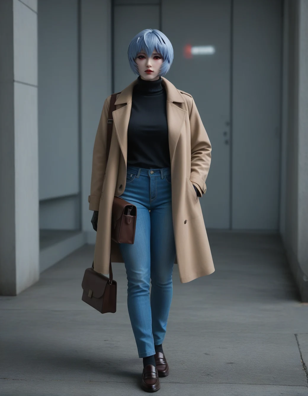 lazypos-1girl-blue-jeans-trench-coat-ddedda on Realism By Stable Yogi (Pony)