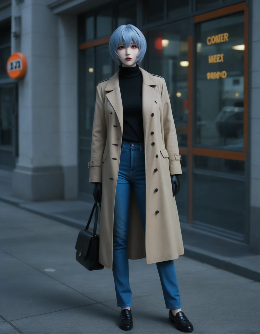 lazypos-1girl-blue-jeans-trench-coat-ddedda on RealMixPony