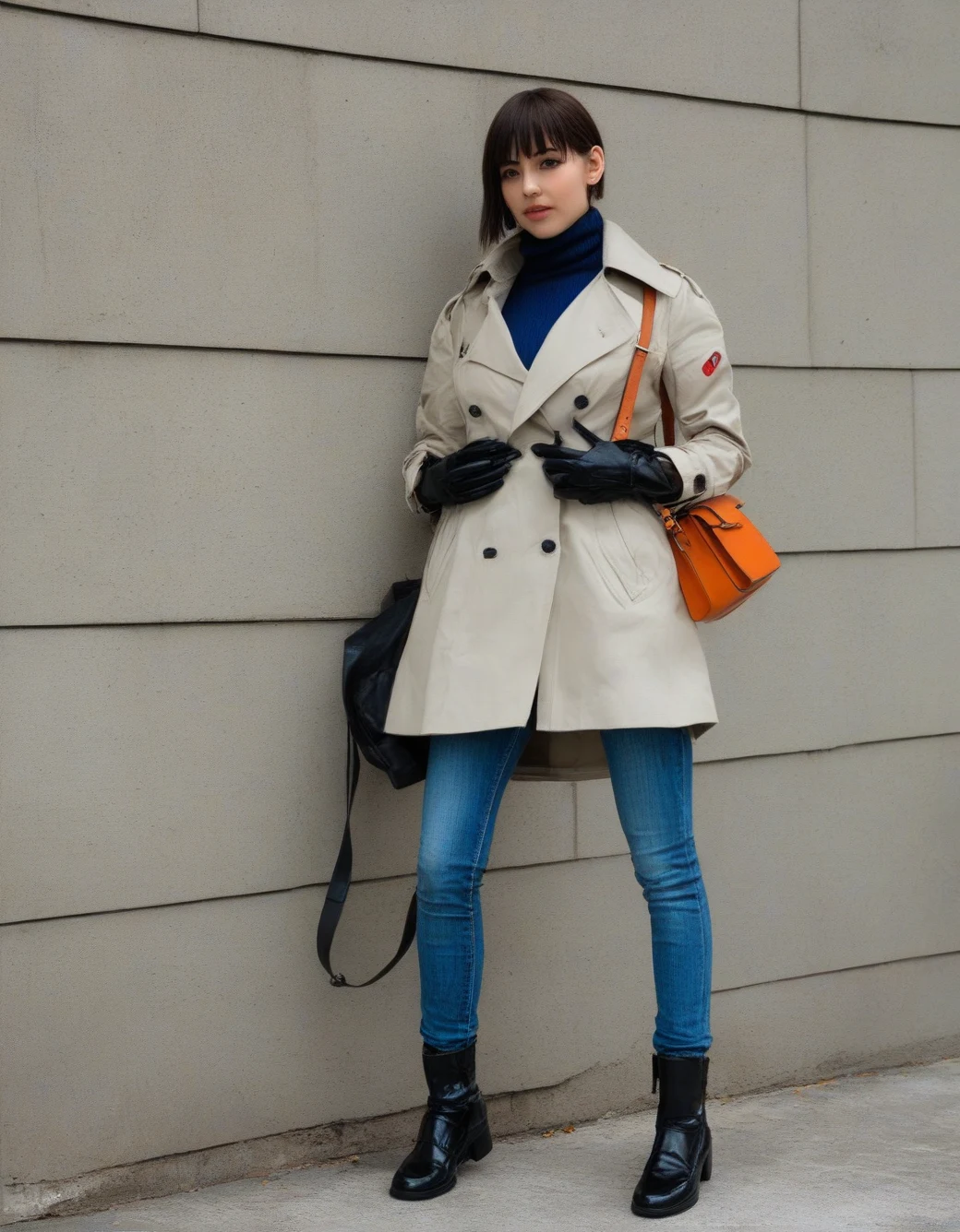 lazypos-1girl-blue-jeans-trench-coat-ddedda on The Araminta Experiment (SDXL+Flux)