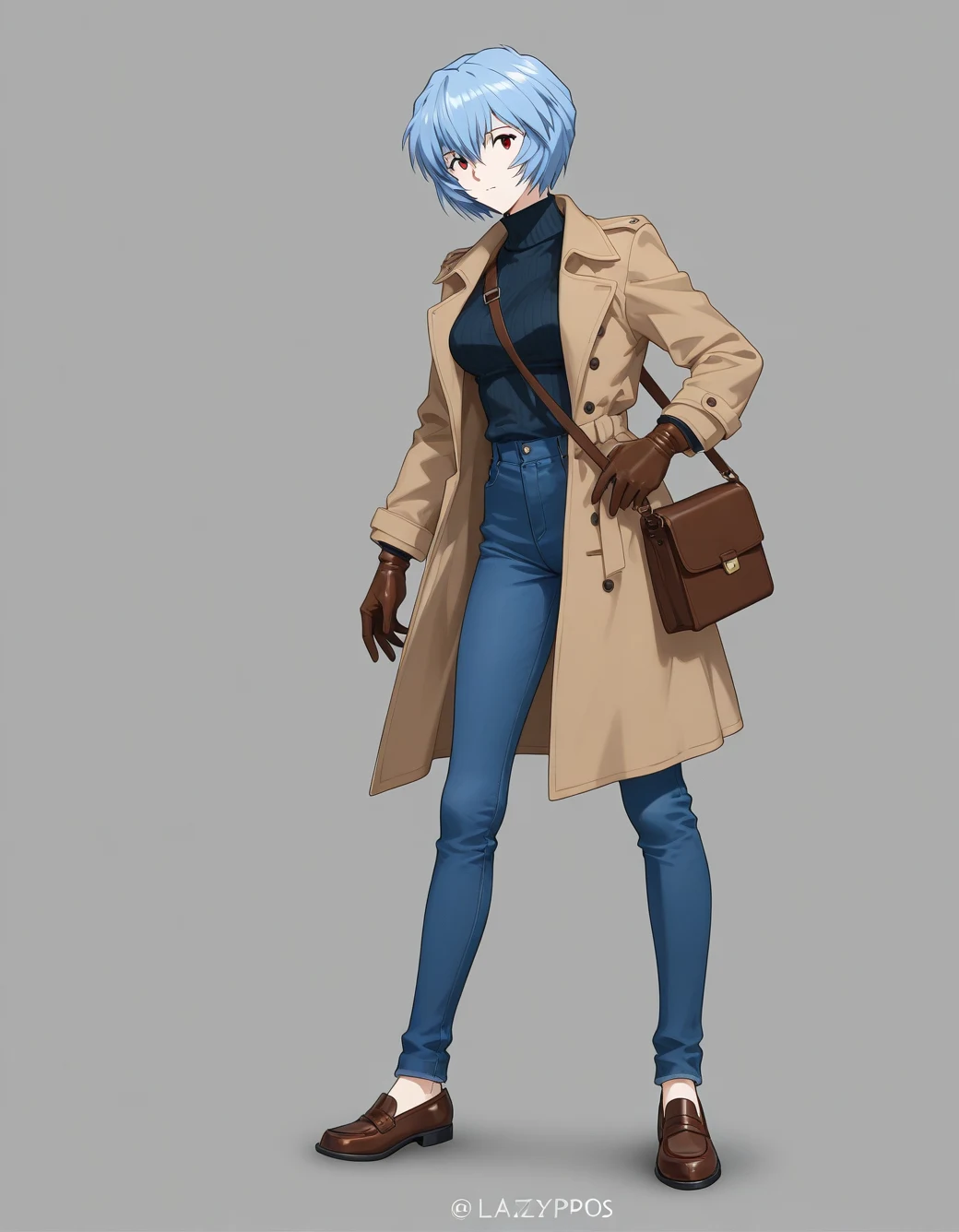 lazypos-1girl-blue-jeans-trench-coat-ddedda on WAI-illustrious-SDXL