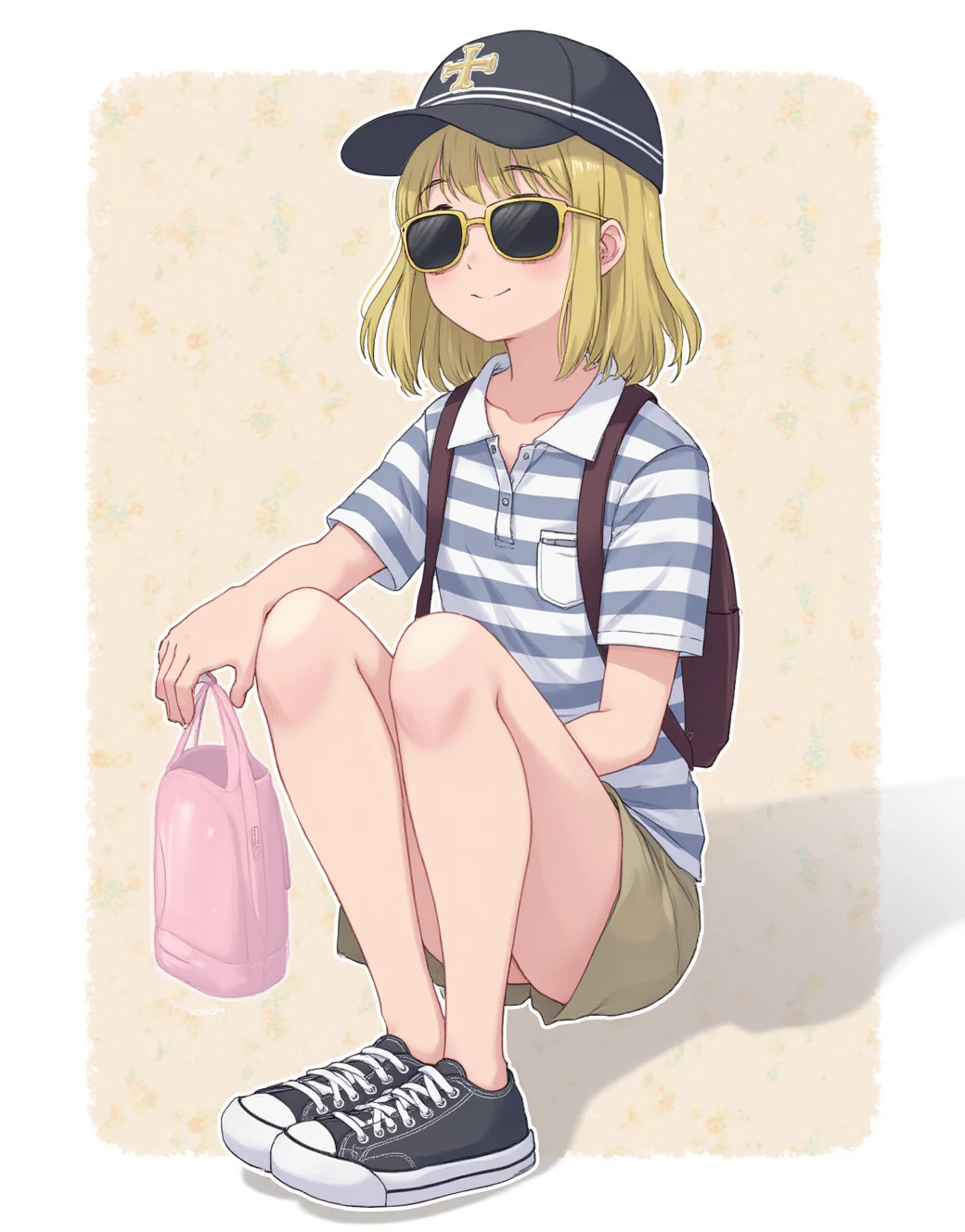 lazypos-1girl-khaki-shorts-striped-polo-4d6a7f on getphat FLUX Reality NSFW