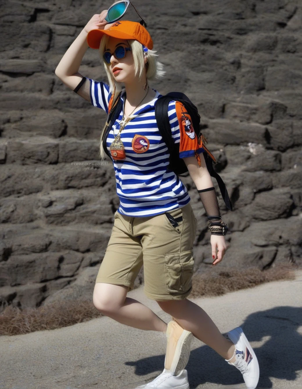 lazypos-1girl-khaki-shorts-striped-polo-4d6a7f on LUSTIFY! [SDXL NSFW checkpoint]