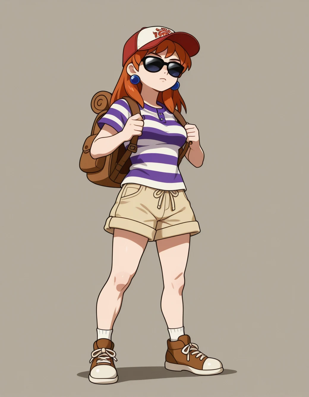 lazypos-1girl-khaki-shorts-striped-polo-4d6a7f on Mol_Keun Mix