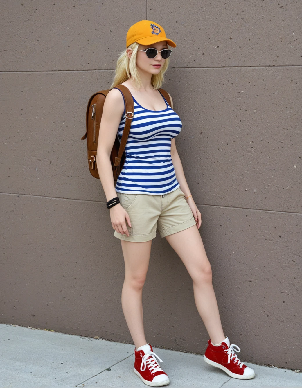 lazypos-1girl-khaki-shorts-striped-polo-4d6a7f on Realism Illustrious By Stable Yogi
