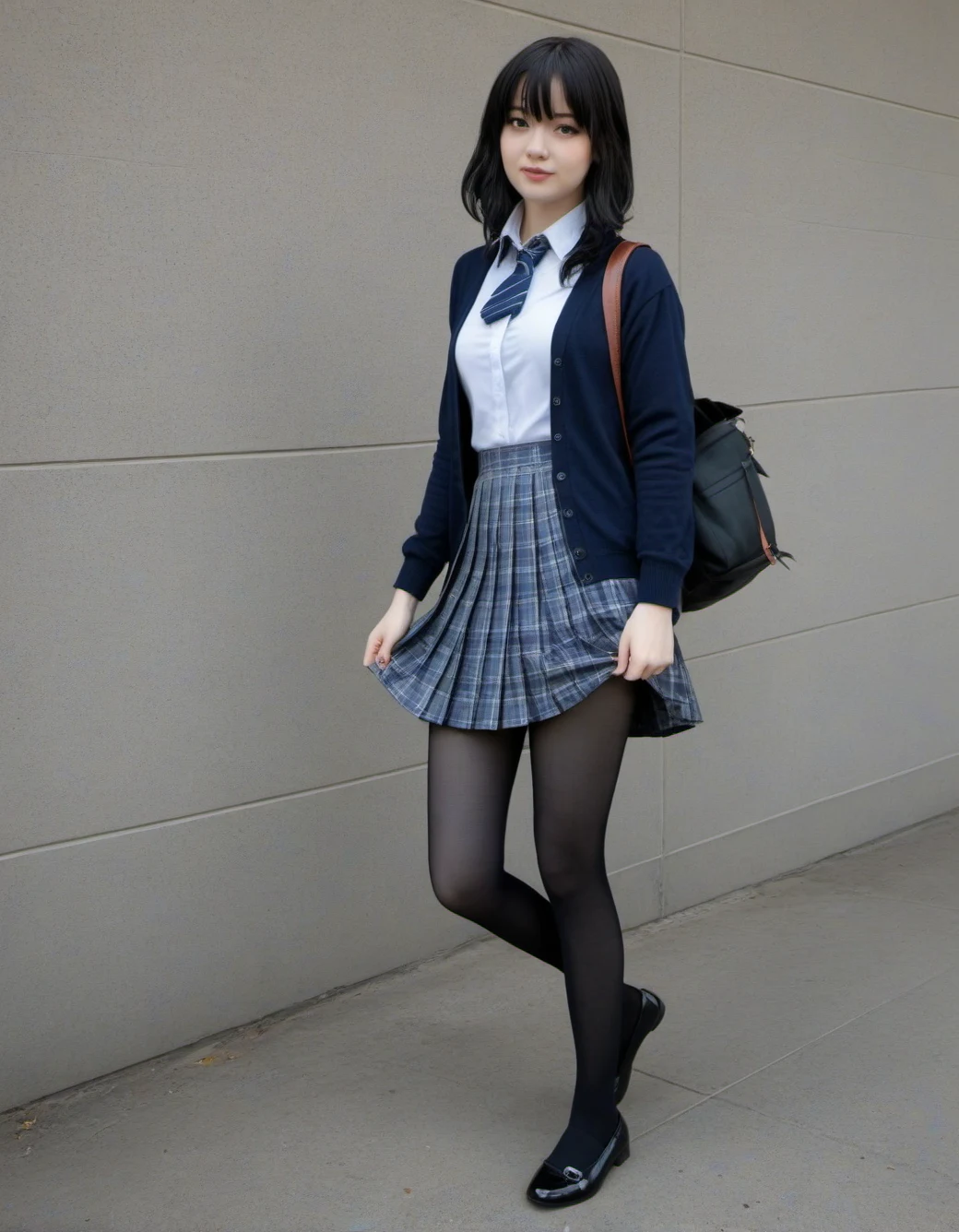 lazypos-1girl-pleated-plaid-skirt-long-83a6ad on epiCRealism XL