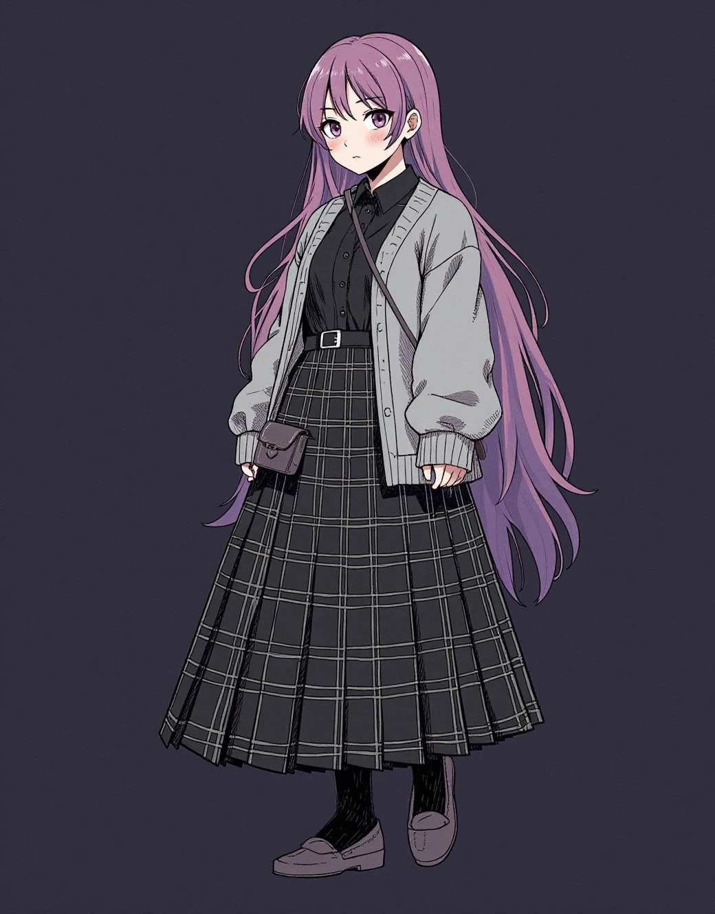 lazypos-1girl-pleated-plaid-skirt-long-83a6ad on Jib Mix Flux