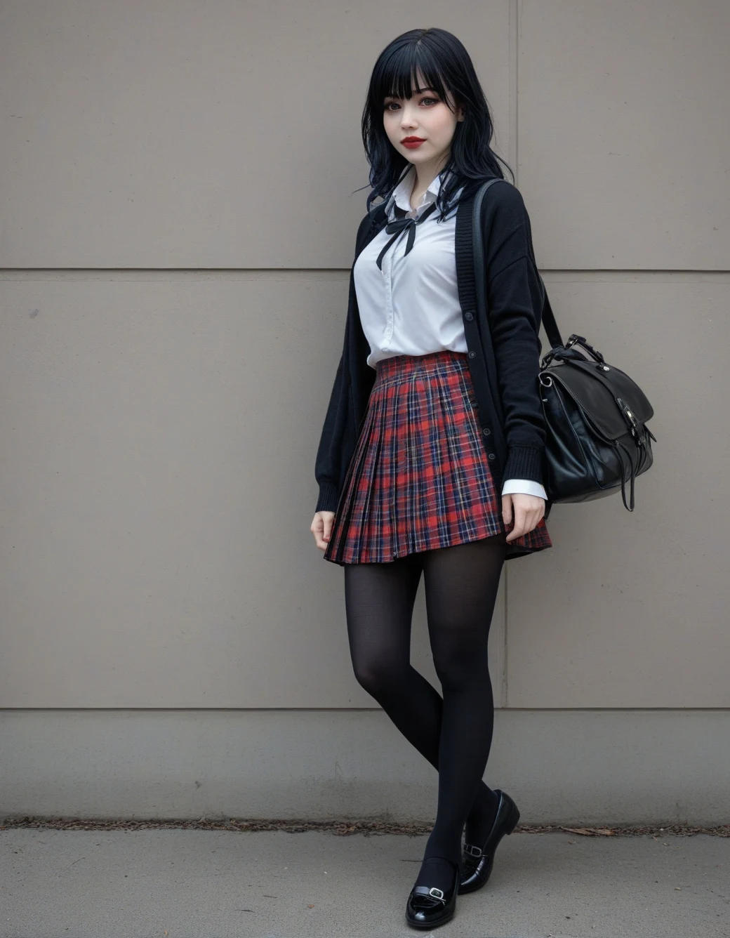 lazypos-1girl-pleated-plaid-skirt-long-83a6ad on Jib Mix Realistic XL