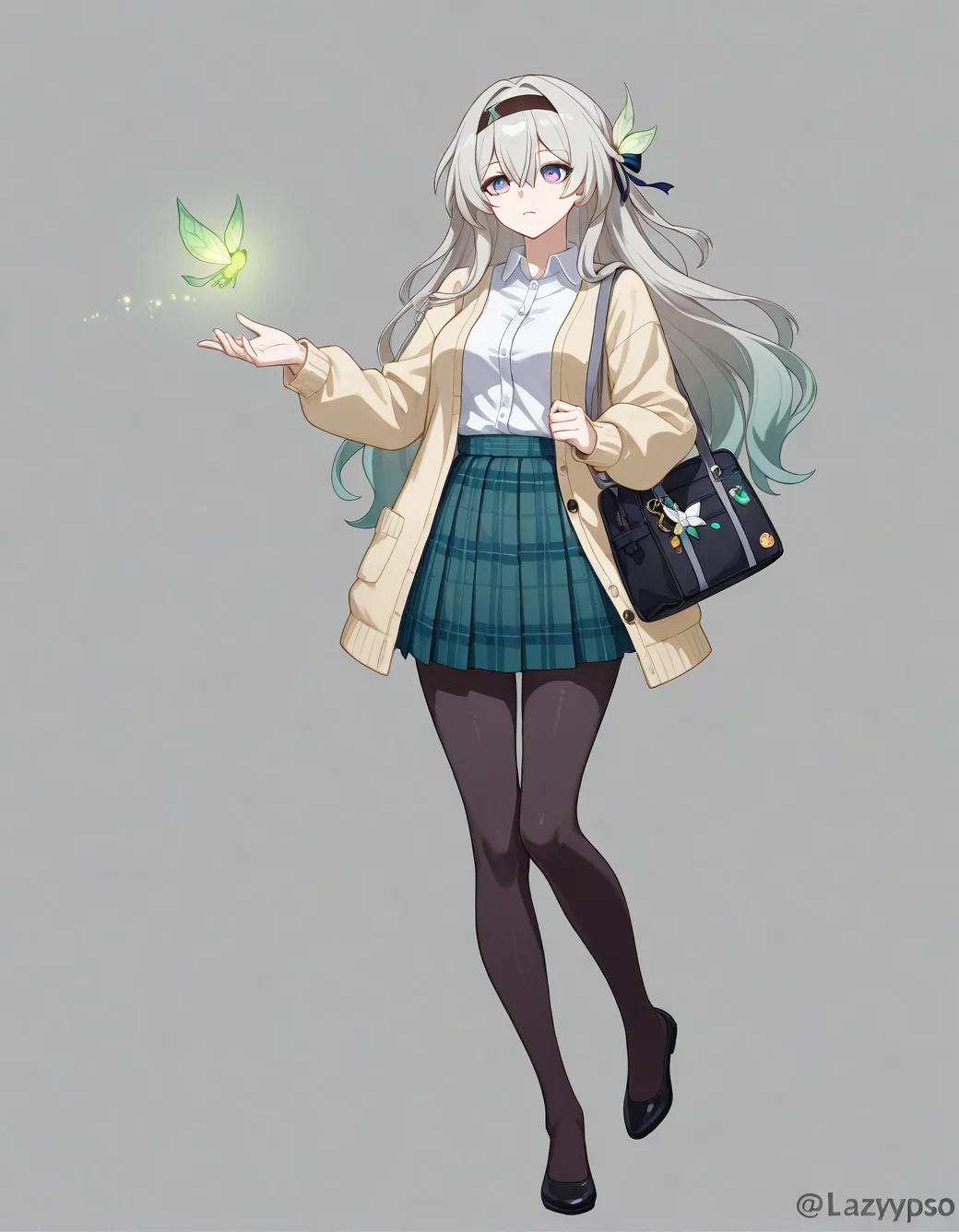 lazypos-1girl-pleated-plaid-skirt-long-83a6ad on Nova Anime XL