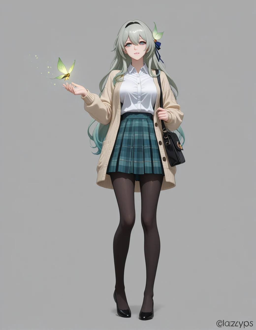 lazypos-1girl-pleated-plaid-skirt-long-83a6ad on PerfectDeliberate