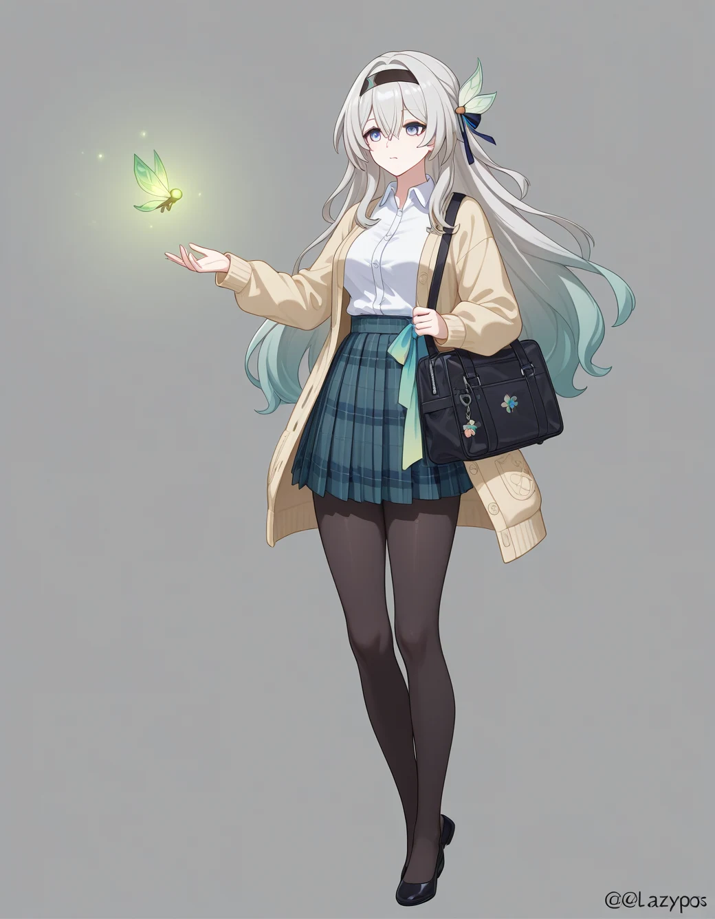 lazypos-1girl-pleated-plaid-skirt-long-83a6ad on WAI-illustrious-SDXL