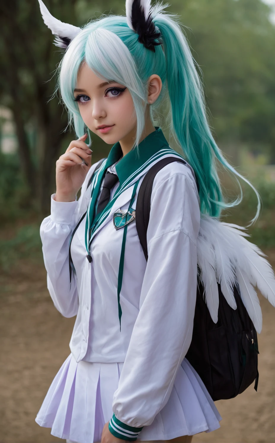 lora-white-teal-hair-high-ponytail-5713b0 on Art Universe