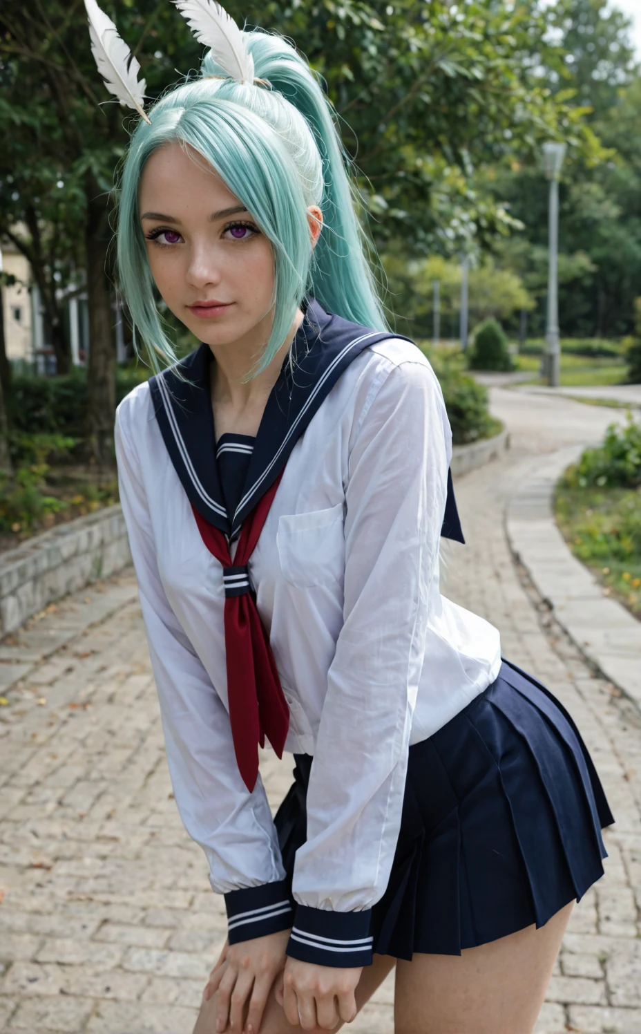 lora-white-teal-hair-high-ponytail-5713b0 on Babes By Stable Yogi (Pony)