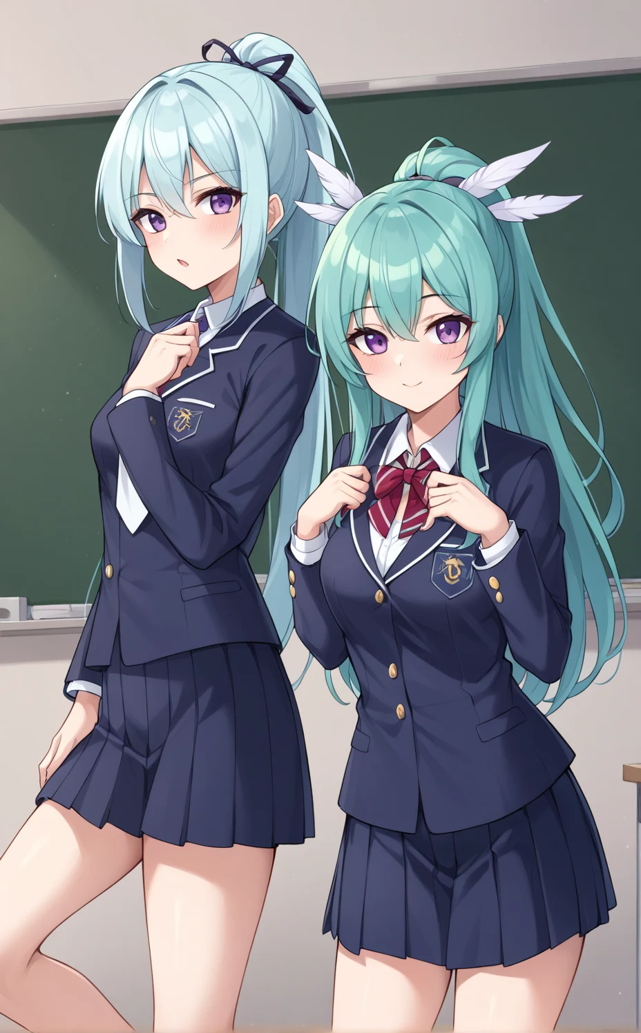 lora-white-teal-hair-high-ponytail-5713b0 on boleromix(Pony)