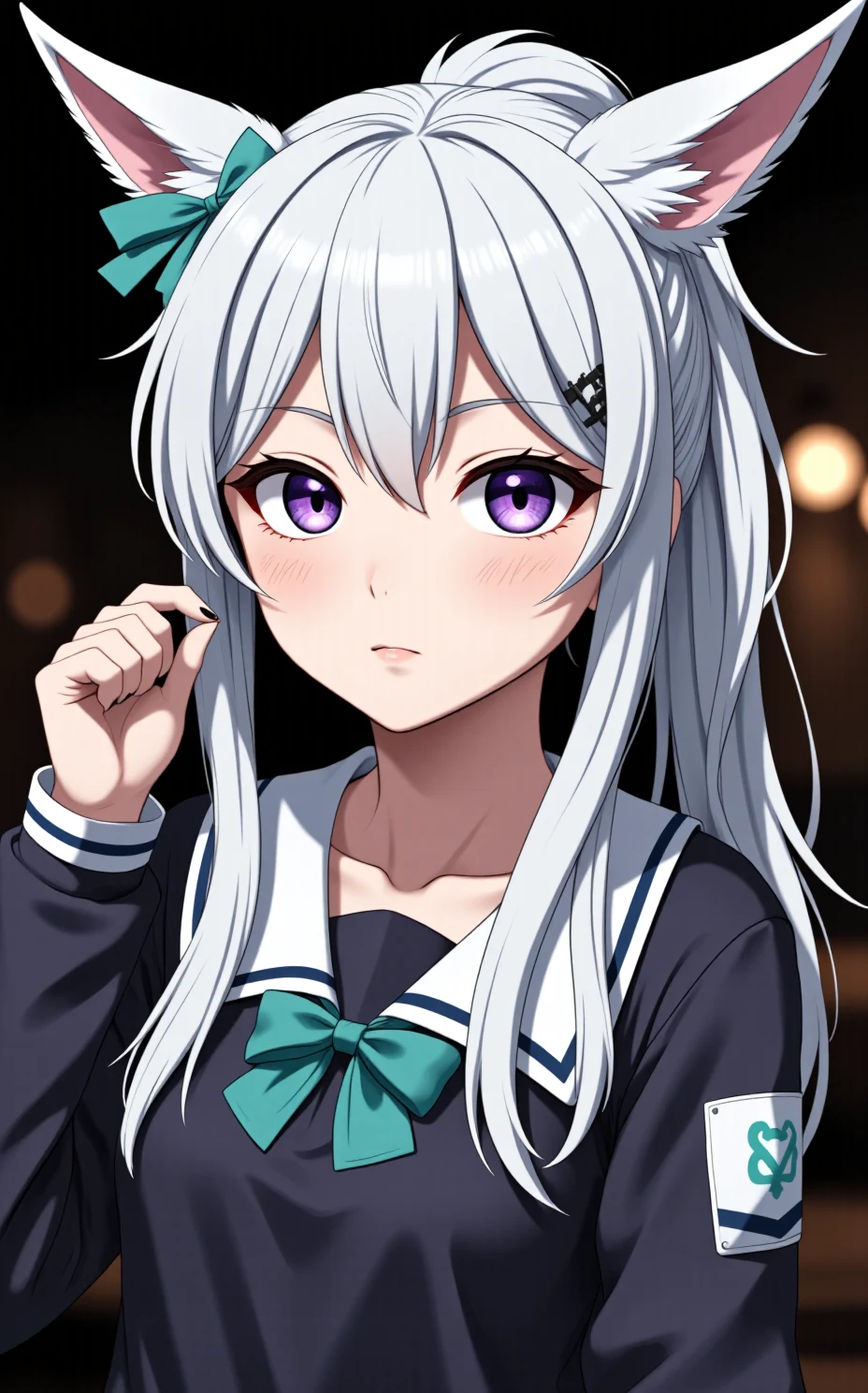 lora-white-teal-hair-high-ponytail-5713b0 on FenrisXL + Flux