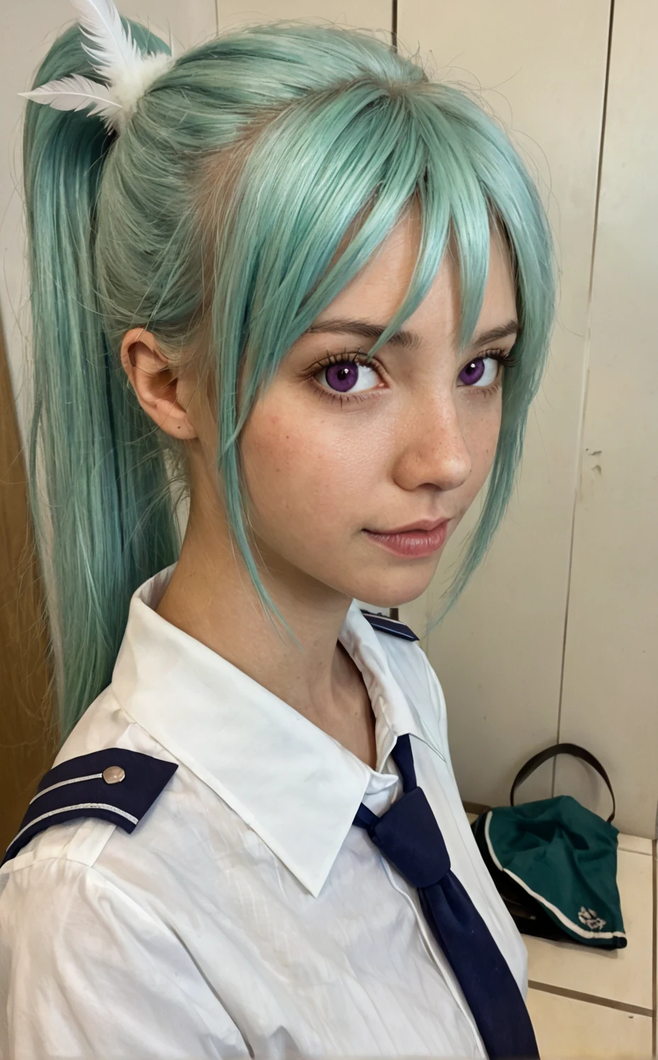 lora-white-teal-hair-high-ponytail-5713b0 on iNiverse Mix(SFW & NSFW)