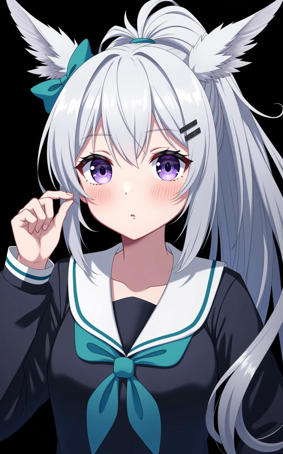 lora-white-teal-hair-high-ponytail-5713b0 on Jib Mix Flux