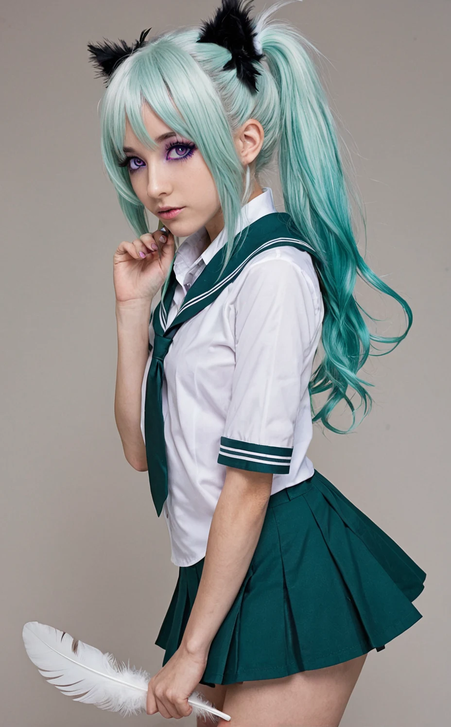 lora-white-teal-hair-high-ponytail-5713b0 on Jib Mix Realistic XL