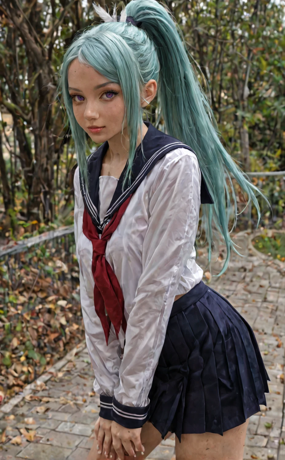 lora-white-teal-hair-high-ponytail-5713b0 on Pony Realism 🔮