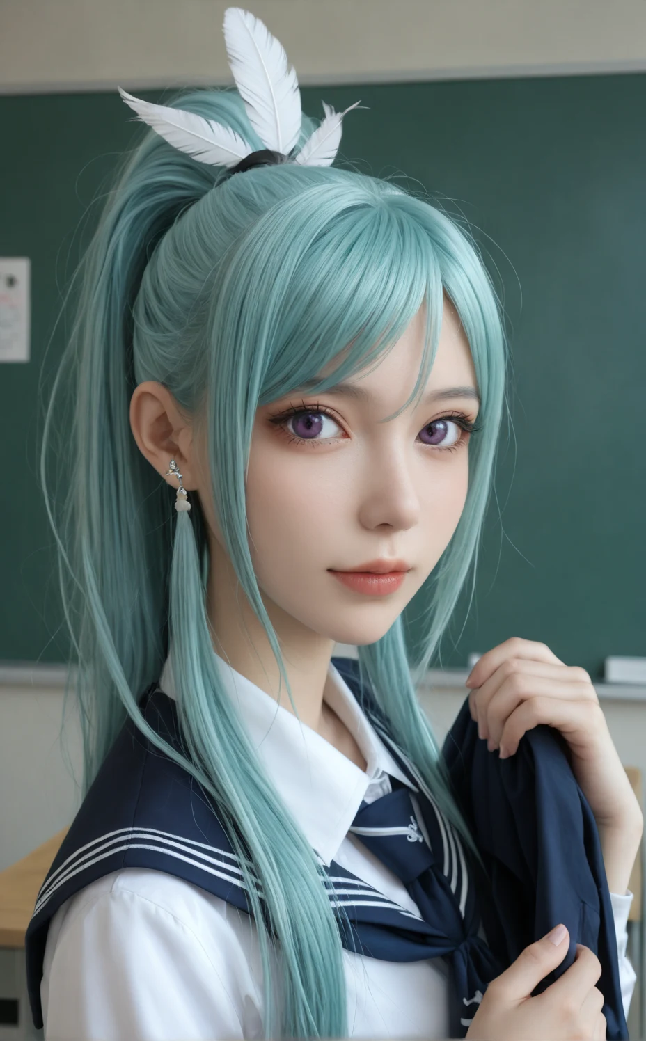 lora-white-teal-hair-high-ponytail-5713b0 on RealMixPony