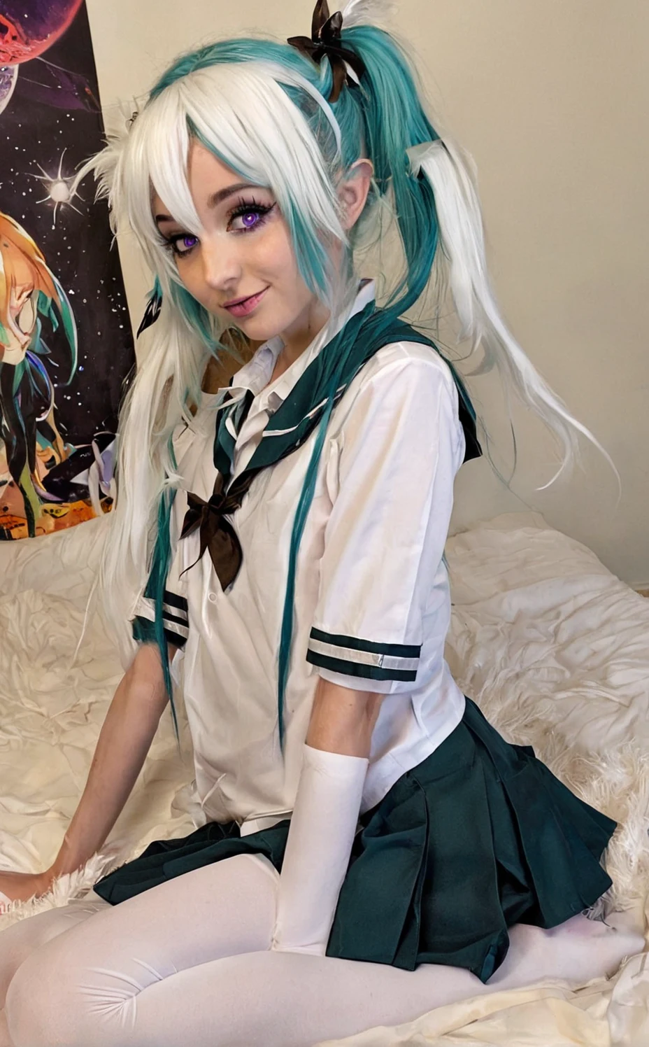 lora-white-teal-hair-high-ponytail-5713b0 on The Araminta Experiment (SDXL+Flux)