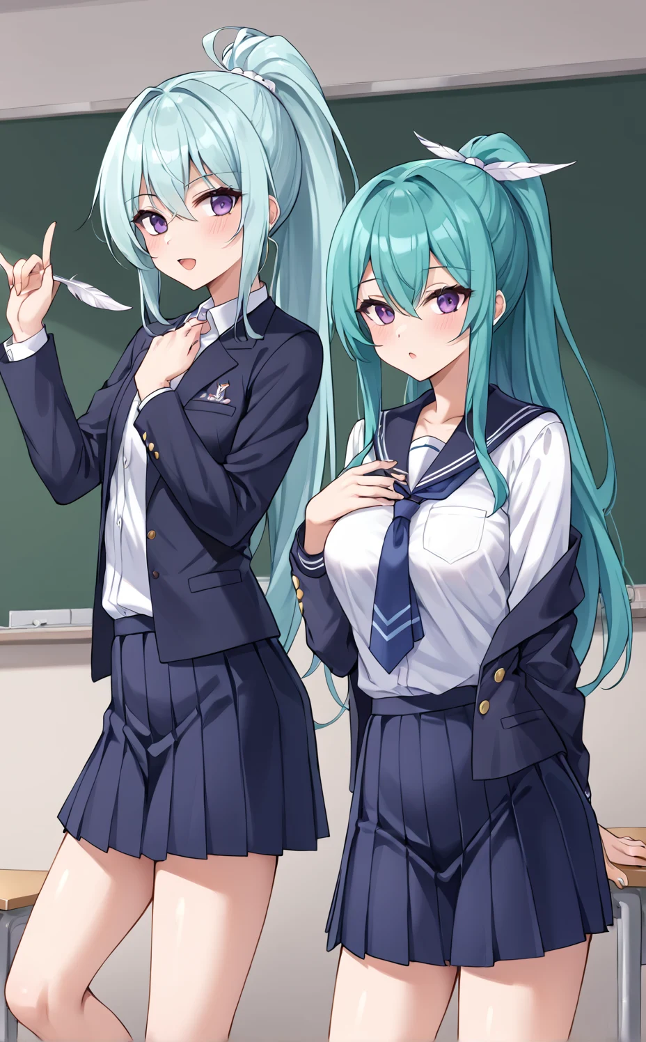 lora-white-teal-hair-high-ponytail-5713b0 on WAI-ANI-PONYXL