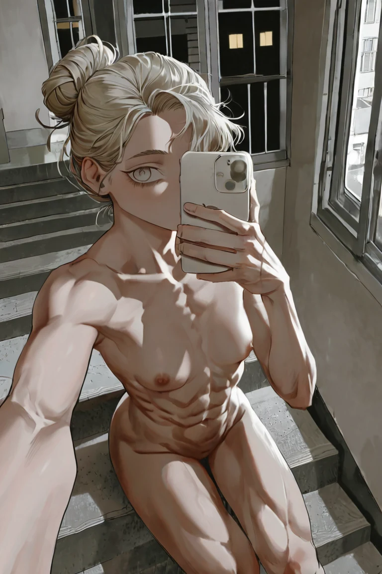 naked-selfie-woman-platinum-blonde-hair-d6490b on Indigo Furry Mix XL