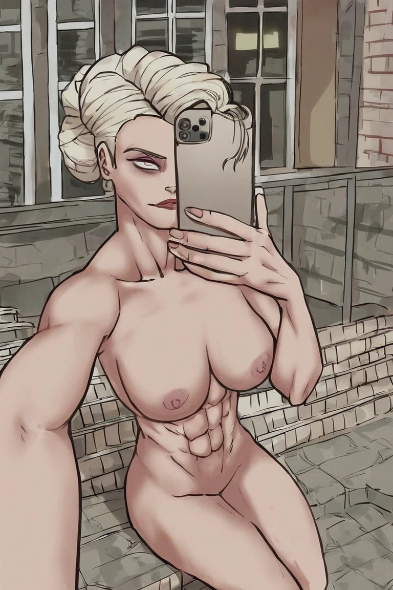 naked-selfie-woman-platinum-blonde-hair-d6490b on Pony Diffusion XL
