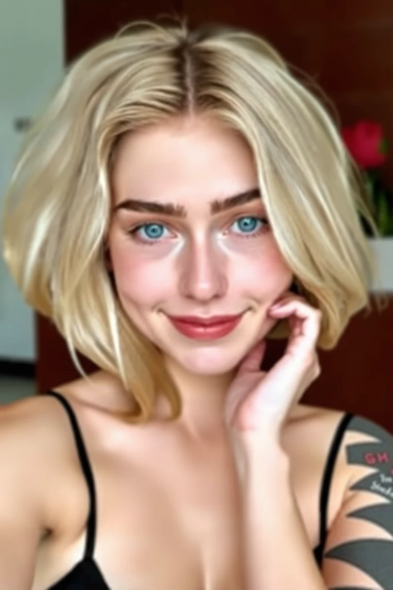 selfie-her-home-soft-smile-topless-15fd8d on PixelWave