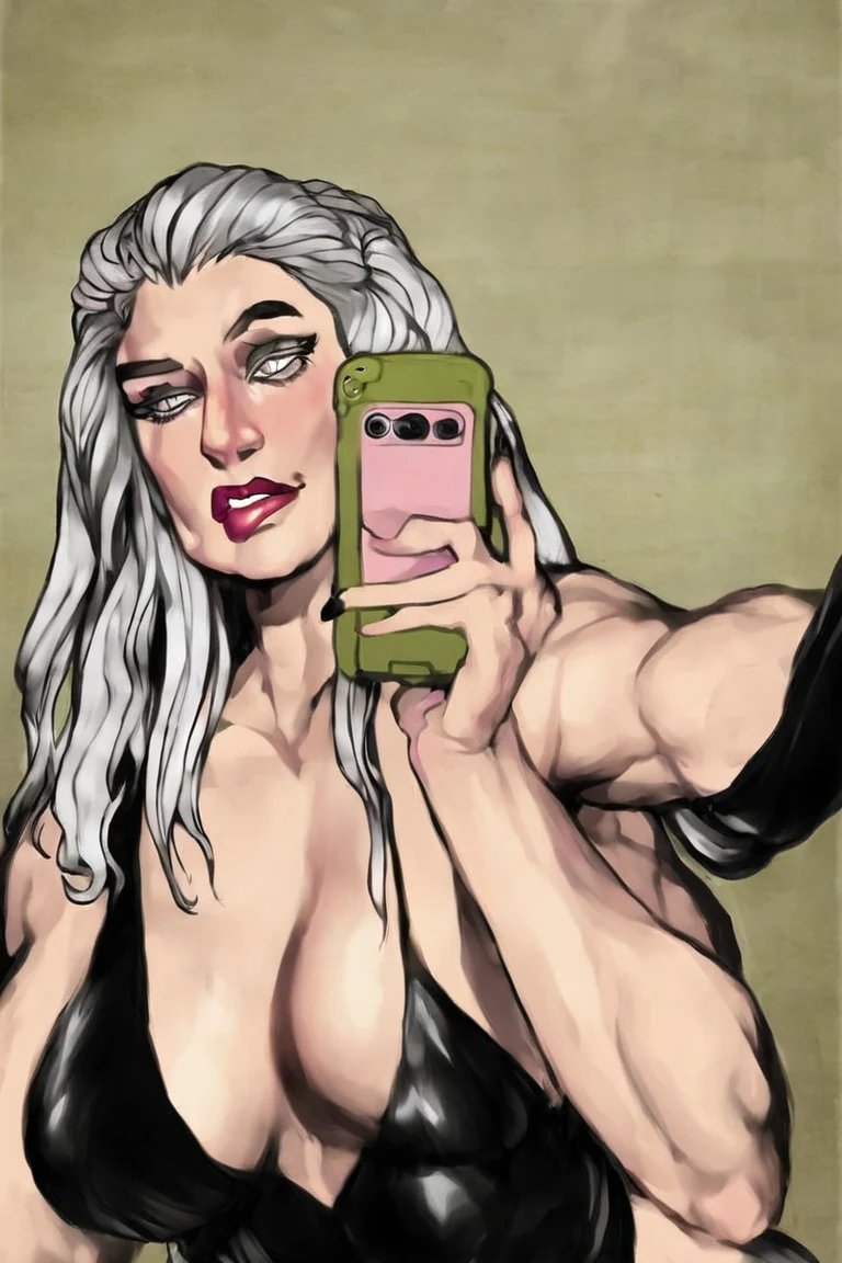 selfie-long-silver-toned-hair-years-b2e13a on Pony Diffusion XL