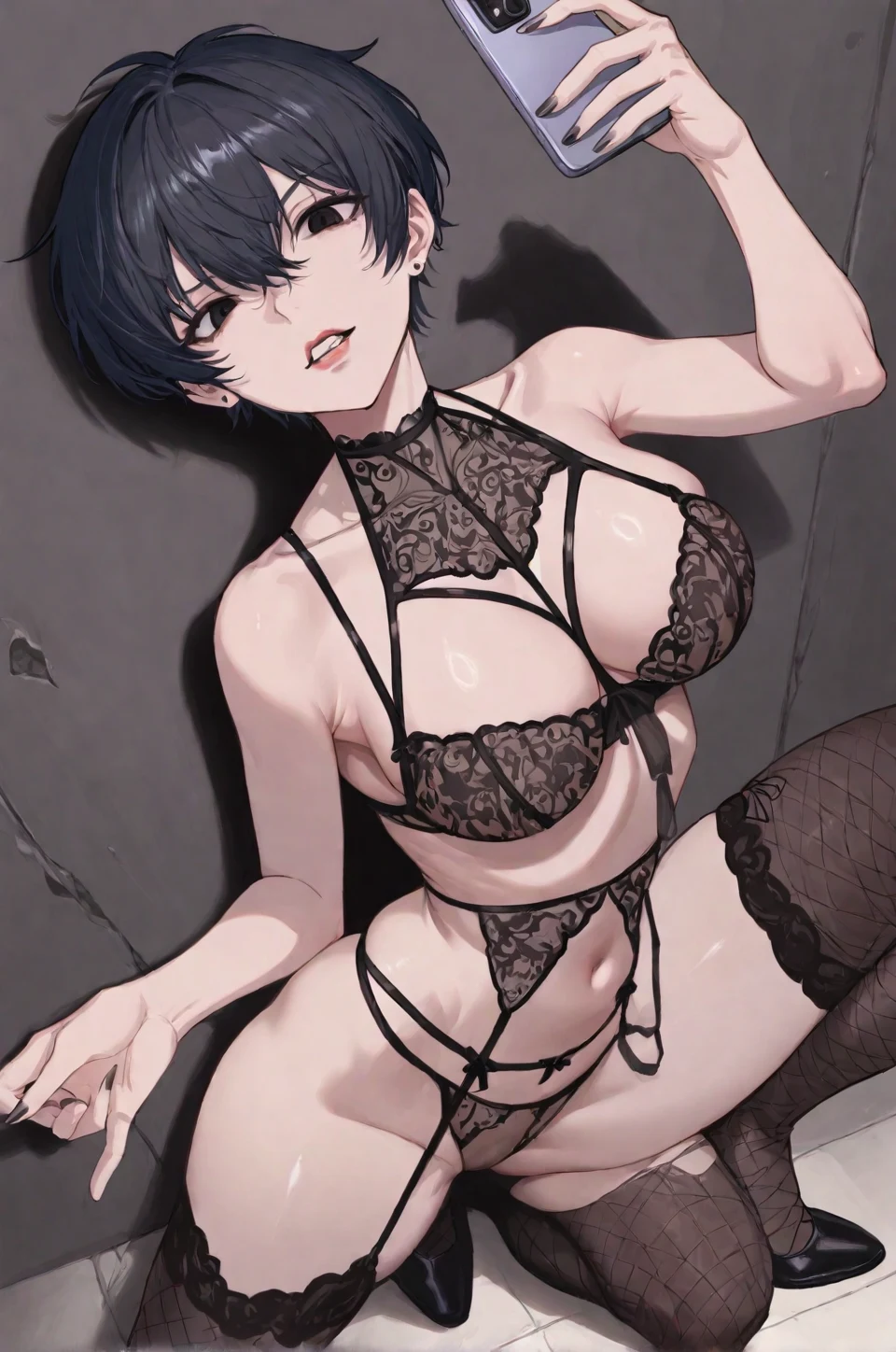 selfie-short-black-pixie-cut-years-9e95f8 on Hassaku XL (Illustrious)